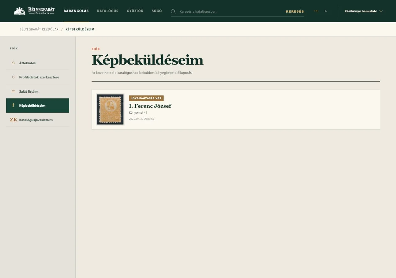 Beküldött bélyegkép függőben állapottal