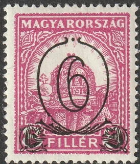6-fillér Overprint – Crown of St Stephen