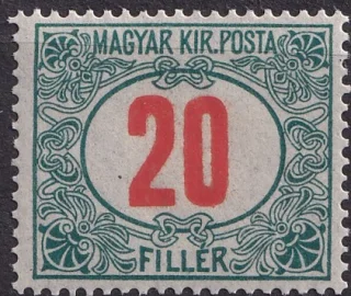 Green Postage Due with Red Numerals