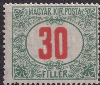 Green Postage Due with Red Numerals