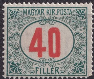 Green Postage Due with Red Numerals