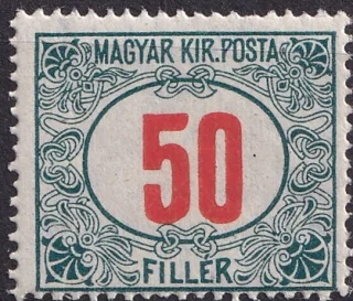 Green Postage Due with Red Numerals
