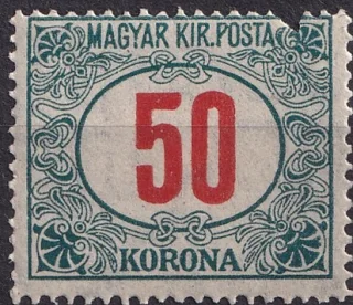 Green Postage Due with Red Numerals