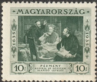 Péter Pázmány Signs the Foundation Charter
