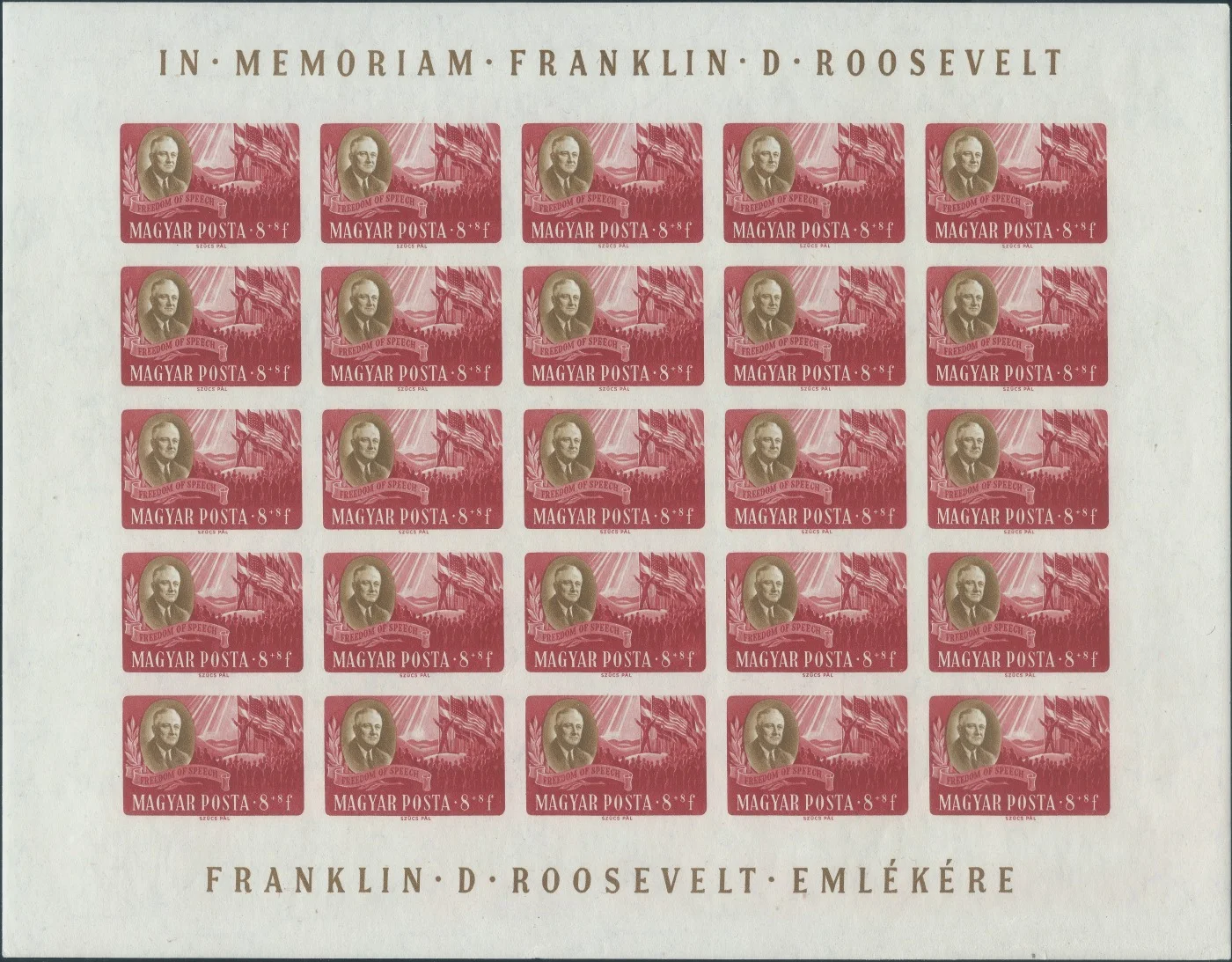Complete sheet – 25 stamps (imperforate)