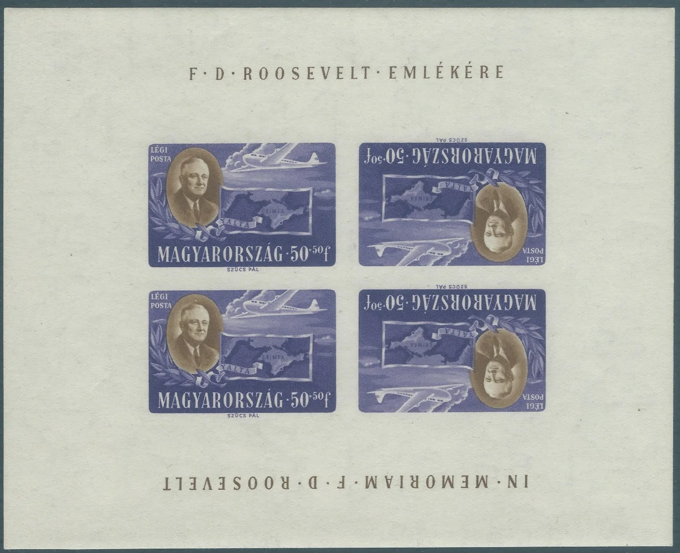 Inverted miniature sheet of four (imperforate)