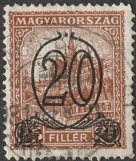 20 filléres felülnyomás – Mátyás-templom és Halászbástya