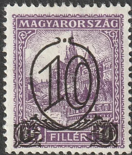 10 filléres felülnyomás – Mátyás-templom és Halászbástya