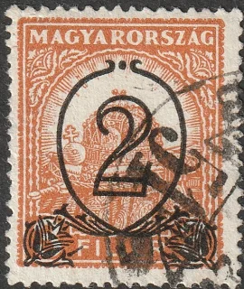 2 filléres felülnyomás – Szent István koronája