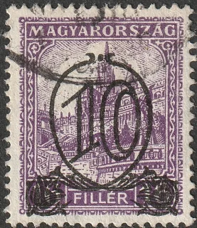 10 filléres felülnyomás – Mátyás-templom és Halászbástya