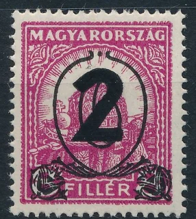 2 filléres felülnyomás – Szent István koronája