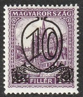 10 filléres felülnyomás – Mátyás-templom és Halászbástya