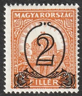 2 filléres felülnyomás – Szent István koronája